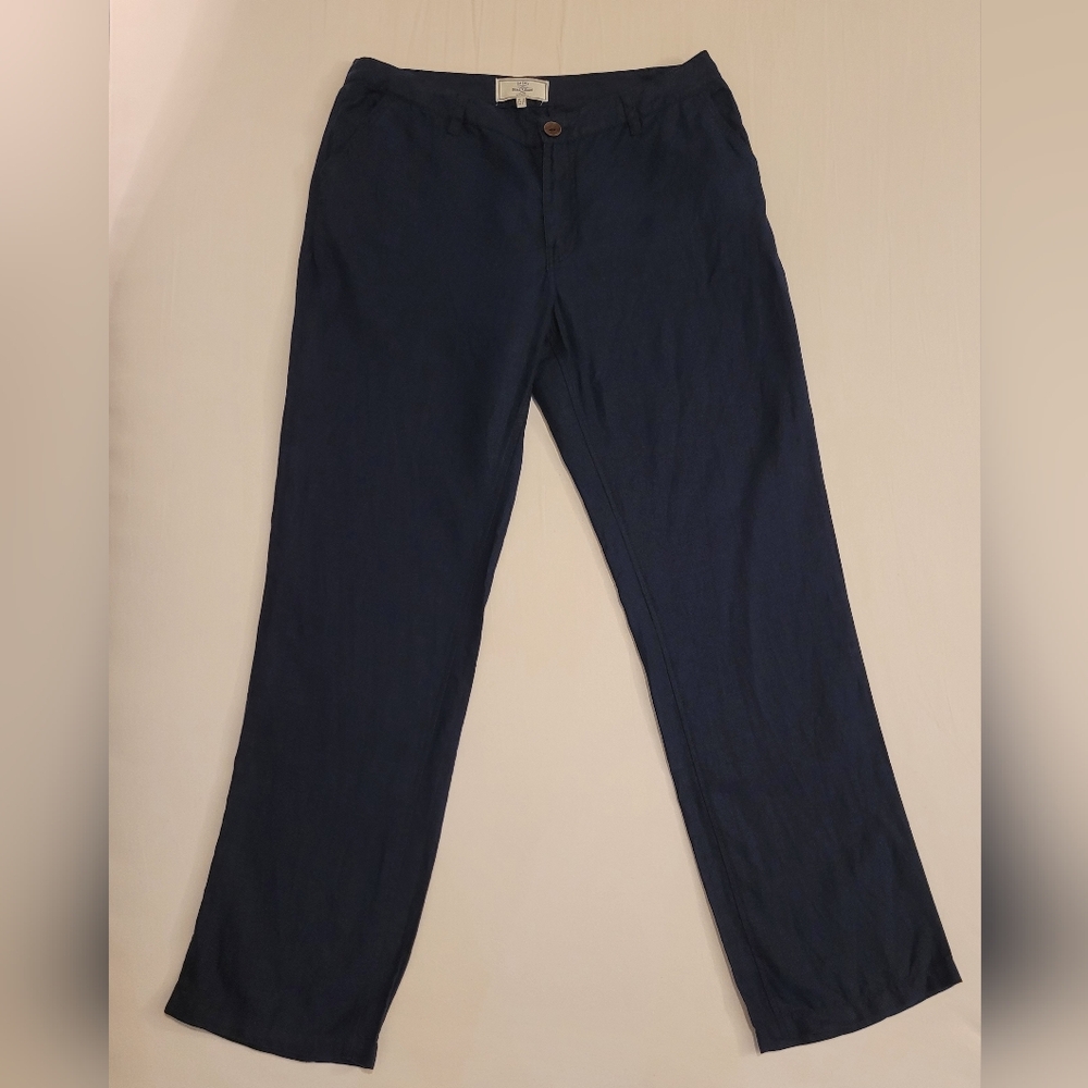 FAT FACE Linen Pants In Dark Blue. Size:8